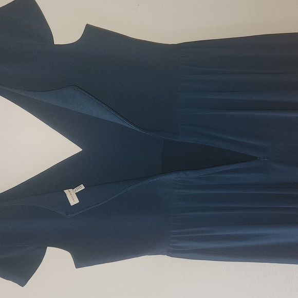 Dress the Population Corey V Neck Short Sleeve Chiffon Lace Trim Midi, Size Xxl - Picture 13 of 15